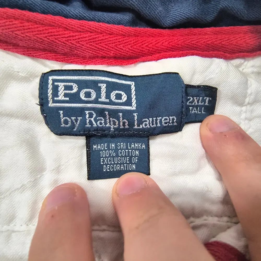Polo by Ralph Lauren Collared Short Sleeve Polo Shirt Mens Size 2XLT White Navy
